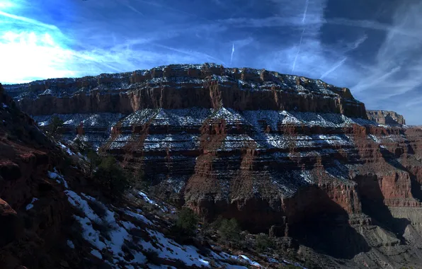 Picture the sky, clouds, mountains, rocks, canyon, USA, Arizona, Grand Canyon