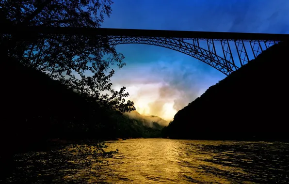 Bridge, river, Nature