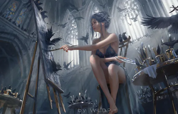Girl, art, draws