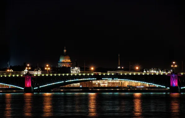 Night, the city, bridges