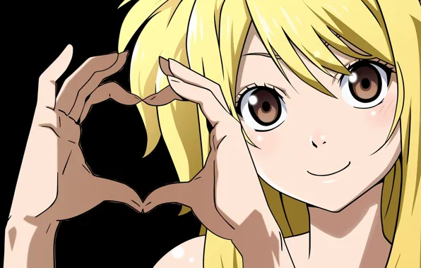 Picture smile, hands, heart, fairy tail, Lucy, fairy tail, lucy