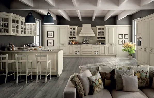 Style, Villa, interior, Italy, kitchen, dining room, dining area, Italian design