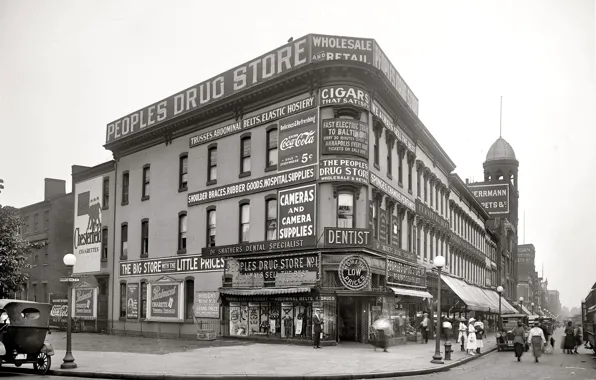 Retro, street, home, New York, USA, 1921