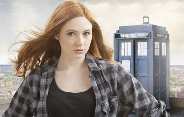 Look, girl, actress, the series, Doctor Who, redhead, Doctor Who, the TARDIS
