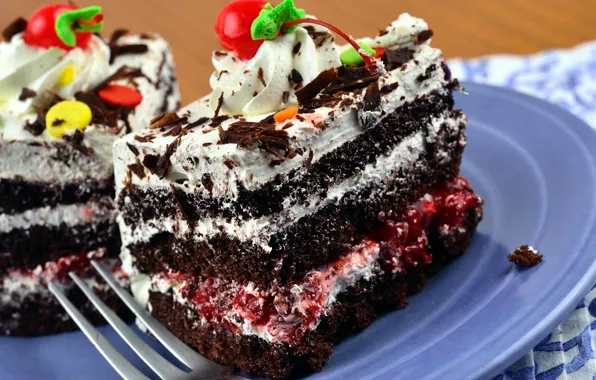 Picture cake, cream, piece, layer