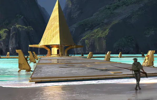 Mountains, construction, Laguna, guard, Ancient Civilization