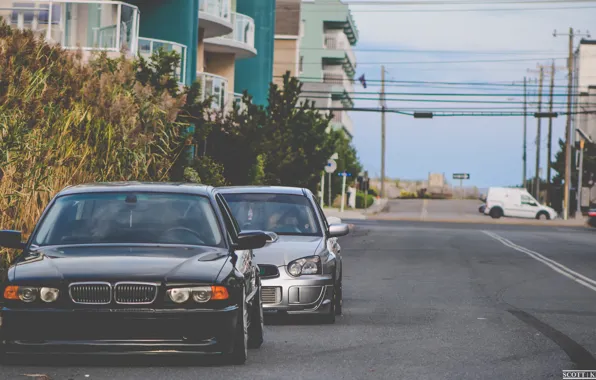 Picture bmw, BMW, subaru, black, impreza, e38, bimmer