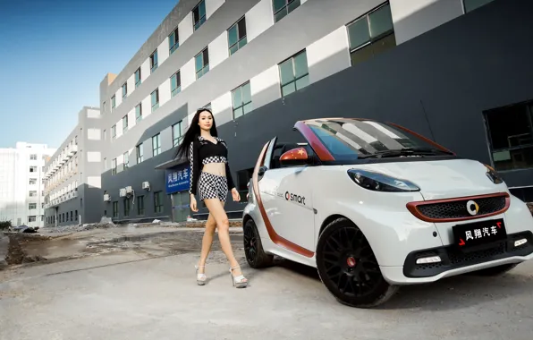 Auto, look, Girls, Mercedes, Asian, beautiful girl, smart