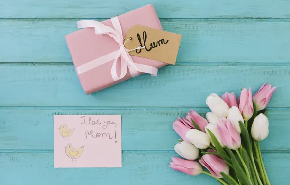 Wallpaper I love you, gift, bouquet, mom, the inscription, Mother's day
