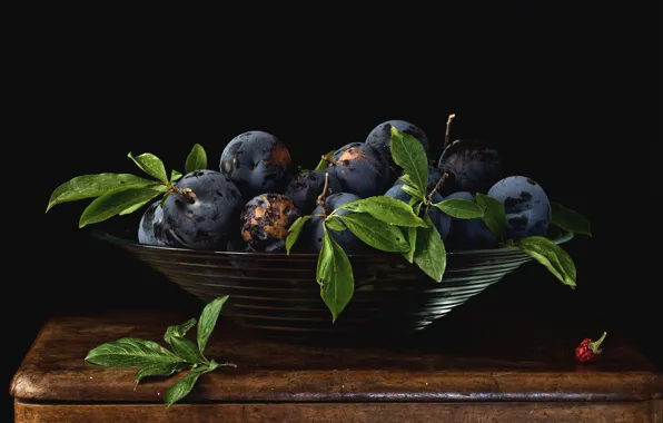 Picture fruit, bowl, plum