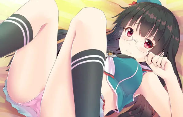 Pantsu, panties, anime, red eyes, pretty, brunette, ero, manga