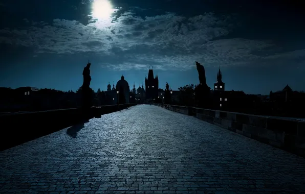 Night, Prague, Czech Republic, Charles bridge