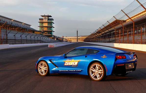 Picture car, track, Corvette, Chevrolet, blue, Corvette, track, Stingray