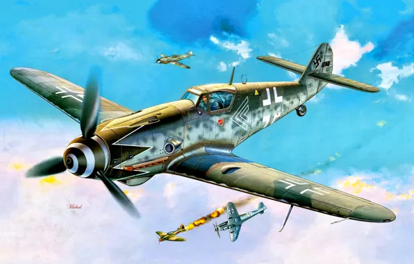 Picture Messerschmitt, Bf-109, WWII, Bf.109G-10, JG52, Erich "Bubi" Hartmann