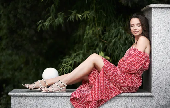 Picture summer, girl, pose, smile, model, dress, brunette, legs