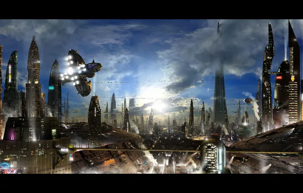 Picture the city, ship, futuristic city