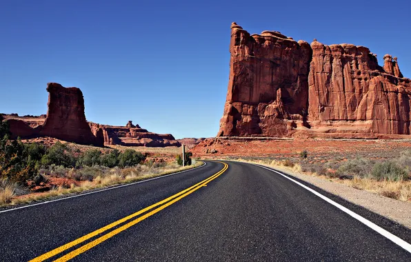 Picture road, desert, Nature, canyons