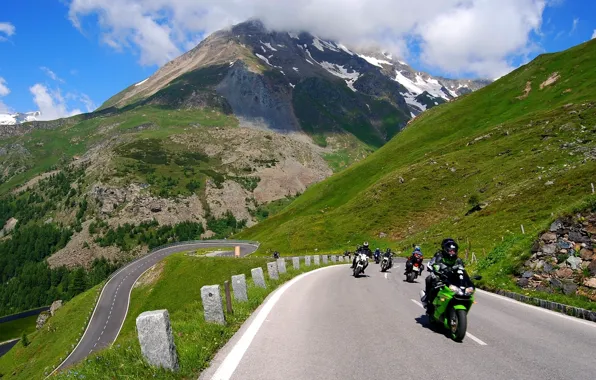 Road, Mountains, Bikers
