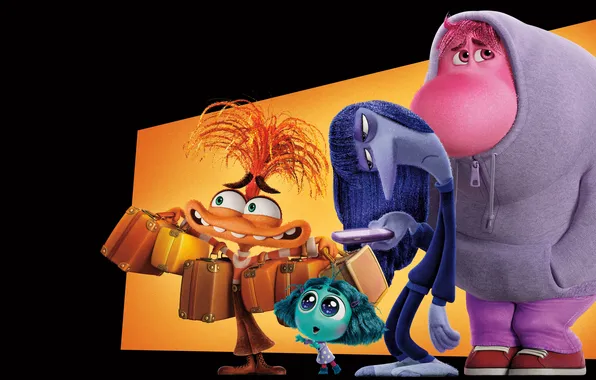 Cartoon, black background, poster, characters, Inside Out 2, Puzzle 2