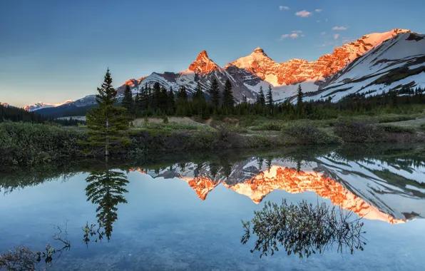 Lake, reflection, mountain, Canada, Albert, Jasper national Park, Athabasca