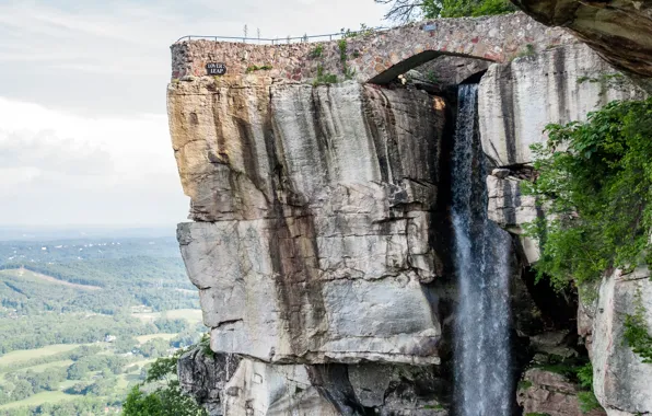 Water, city, the city, stone, mountain, waterfall, socket, rock