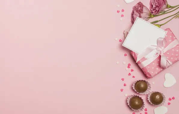 Picture holiday, gift, postcard, eustoma, Mother's day