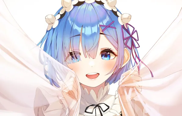 Smile, background, portrait, girl, tulle, REM, Re Zero Kara Hajime Chip Isek Or Seikatsu, Life …