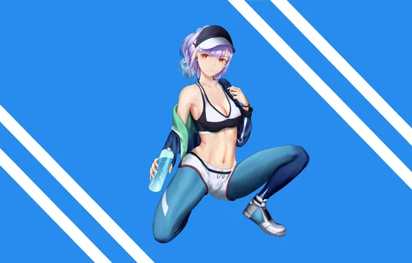 Girl, sexy, cleavage, shorts, boobs, anime, beautiful, red eyes