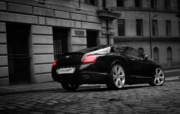 Black, street, view, pavers, back