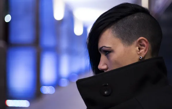 Girl, face, background, hair, hairstyle, collar, profile