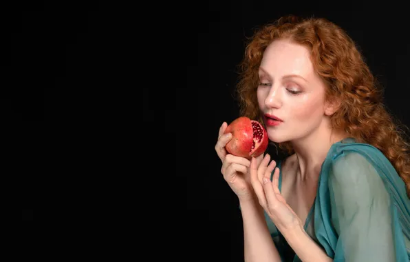 Girl, portrait, fruit