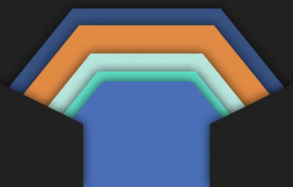 White, orange, blue, geometry, black background, design, color, material