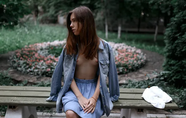 Chest, girl, skirt, the beauty, jeans, Artyom Minaev
