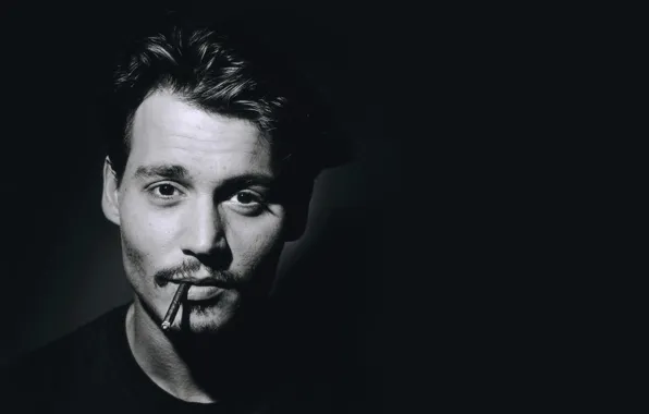 Face, photo, Johnny Depp, black and white, portrait, Johnny Depp, male, actor