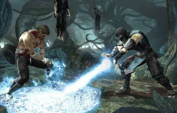 Picture battle, fighting game, mortal kombat, johnny cage, sub zero, below zero, frost, johnny cage