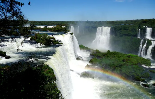 Squirt, rainbow, The Iguaçu Falls, Iguazu falls
