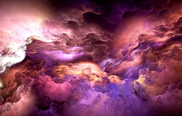 Clouds, line, clouds, abstraction, lilac, pink, color, shades