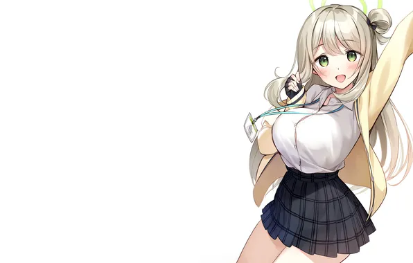 Girl, school uniform, green eyes, long hair, anime, beautiful, pretty, attractive
