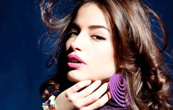 Eyes, look, background, model, hair, earrings, hands, bracelet