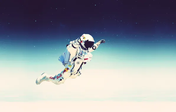 The sky, space, stars, flight, jump, the suit, stratos, red bull