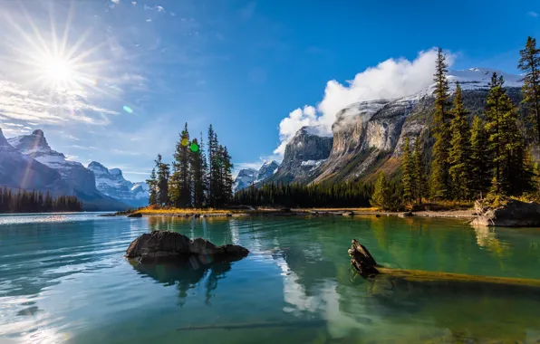 Trees, mountains, lake, Nature, Canada, Banff national Park