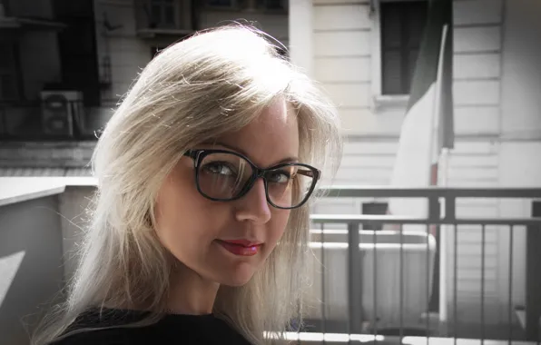 Look, girl, smile, sweetheart, glasses, blonde, red lips