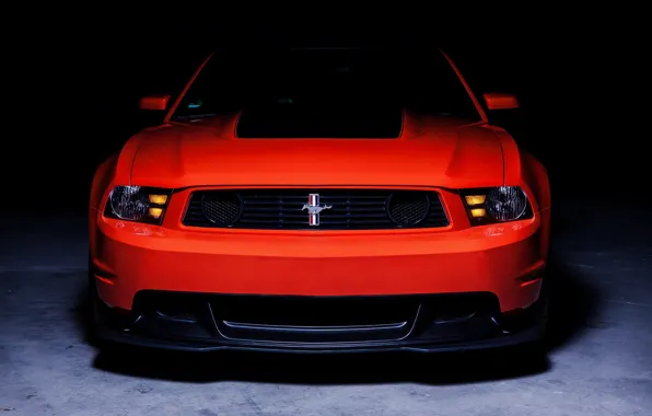 Picture Car, Muscle, Boss 302, Ligth, Orange, Front, Shadow, Shooting