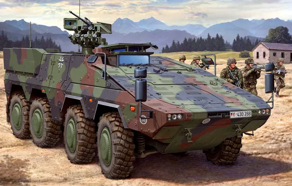 Figure, art, Boxer, The Bundeswehr, the German-Dutch multirole armored vehicle, Armoured Transport Vehicle Boxer, Combat …