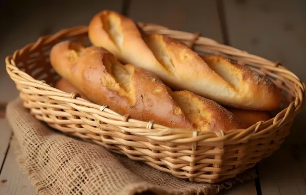 Bread, basket, baguette, AI art