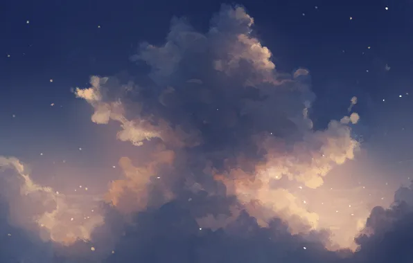 Picture the sky, clouds, petals