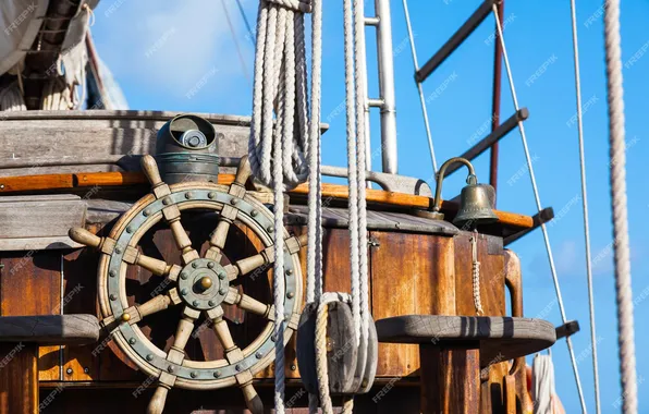 Sea, close-up, wheel, ropes, journey, swimming, the wheel, wheel