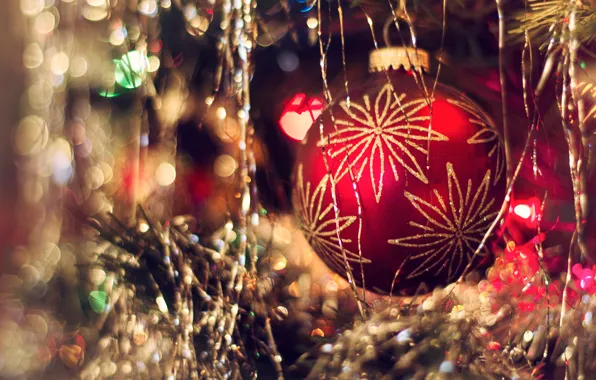 Picture ball, New year, tree, bokeh