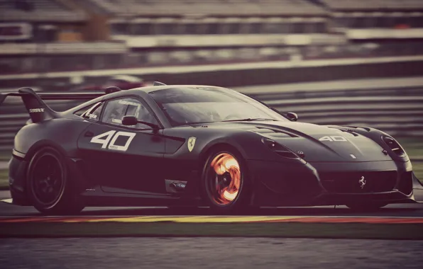 Road, machine, speed, black, Ferrari, 599 xx