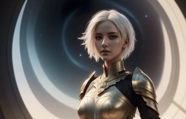 Girl, fantasy, armor, art, blond, digital art, fantasy art, fantasy girl